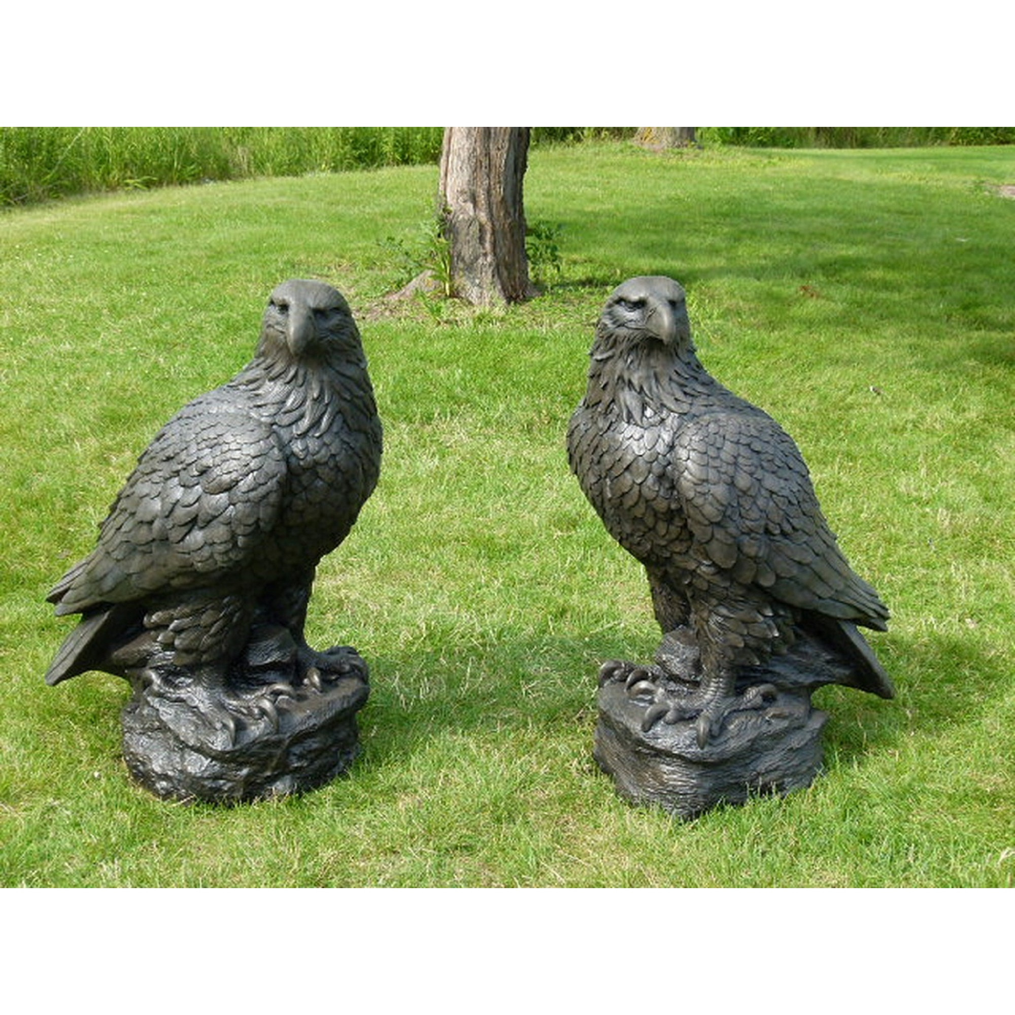 52" Set Of Two Entryway Eagle Statues Christmas Central